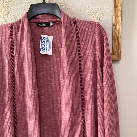 Nwt Cure Pink Knit Ribbed Cardigan 